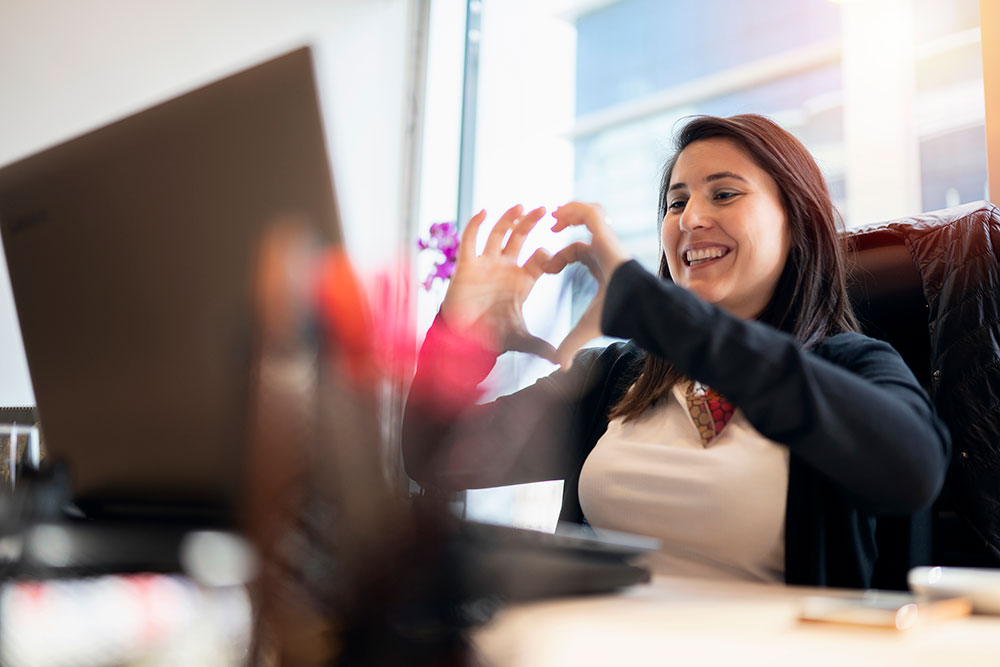 woman in front of computer